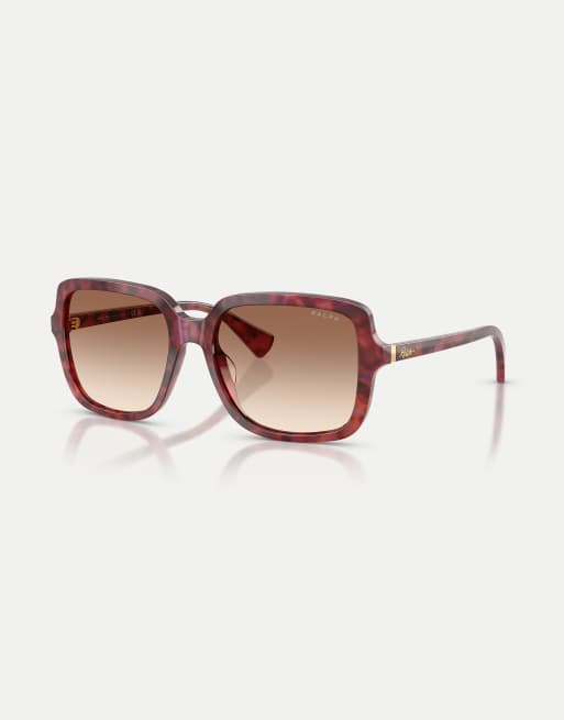 Ralph eckige Sonnenbrille mit braunen Gläsern in glänzendem lila Havana, 3 von 4