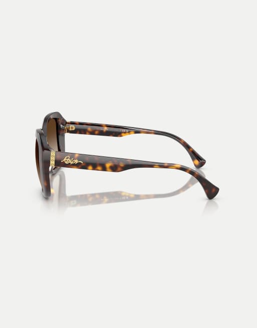Ralph gafas de sol cuadradas con lente marrón en havana marrón brillante, 4 de 4