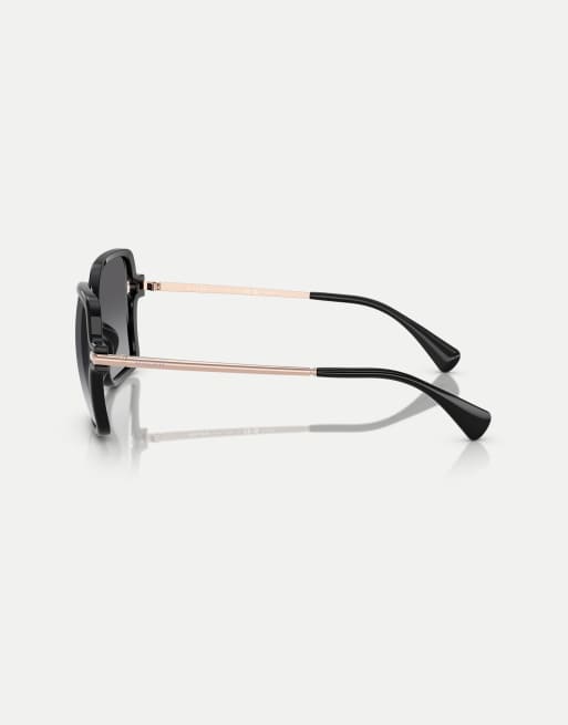 Ralph gafas de sol cuadradas polarizadas con lente gris en negro brillante, 4 de 4
