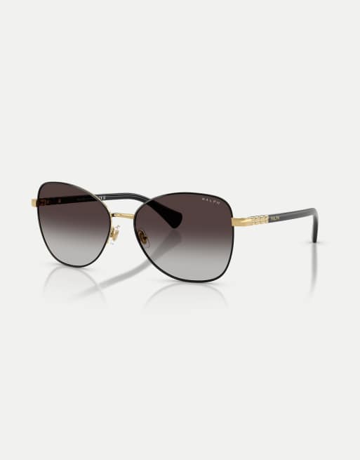 Ralph gafas de sol estilo mariposa con lentes grises en negro brillante, 3 de 4