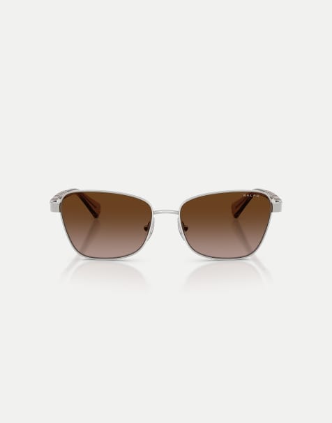 Ralph gafas de sol irregulares con lente marrón en plateado brillante - view 1