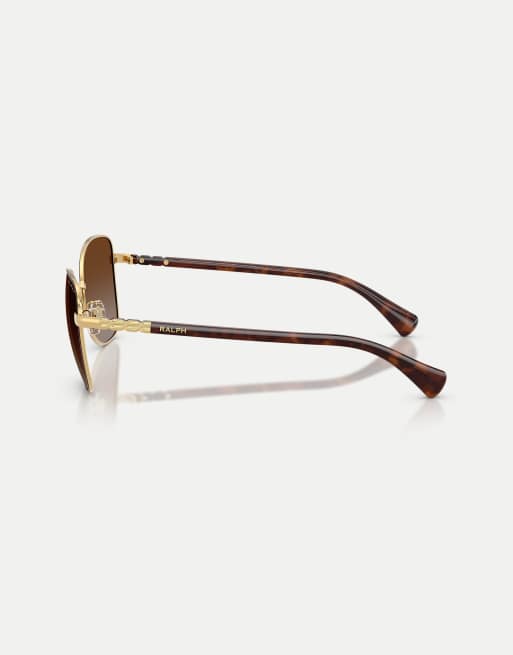 Ralph gafas de sol mariposa con lente polarizada marrón en marrón brillante, 4 de 4