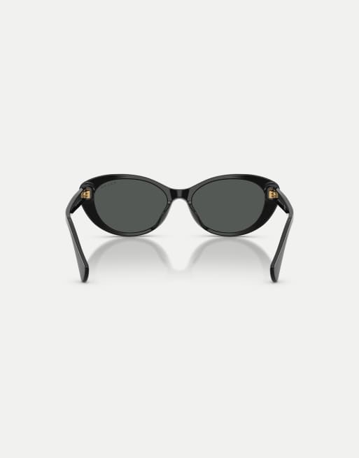 Ralph gafas de sol ovaladas con lente gris en negro brillante, 2 de 4