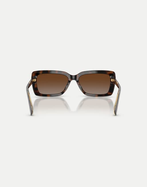 Ralph gafas de sol rectangulares polarizadas con lentes marrones en carey, 2 de 4