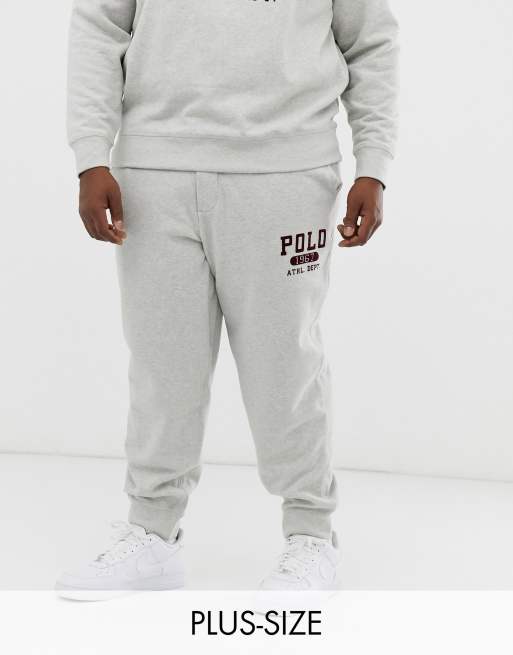 Ralph Lauren Big & Tall 1967 athletic logo vintage fleece joggers in loft  grey heather | ASOS