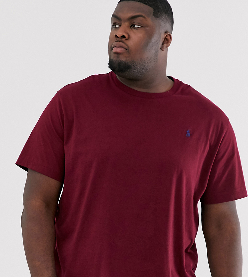 Ralph Lauren Big & Tall player logo custom fit t-shirt in classic wine-Red