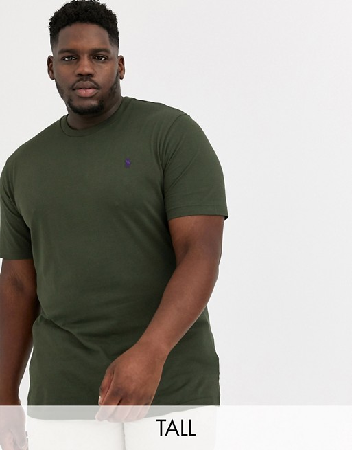 Ralph Lauren Big & Tall player logo custom fit t-shirt in estate olive