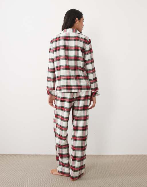 Ralph Lauren Brushed cotton sleep pant in cream plaid, 3 of 4