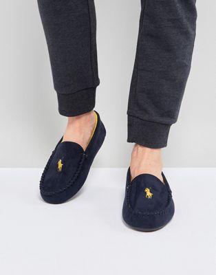 polo ralph lauren dezi navy moccasin slippers