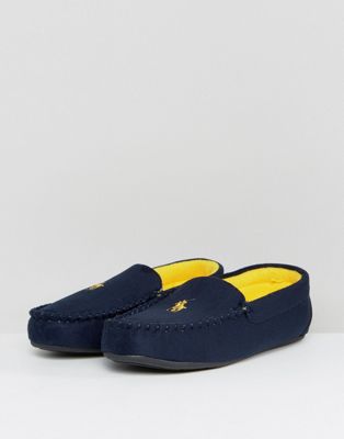 polo ralph lauren dezi ii navy moccasin slippers