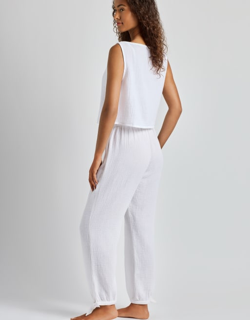 Ralph Lauren Double cotton gauze top & pant beach set in white, 3 of 3
