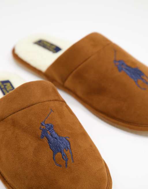 Ralph Lauren – Klarance – Jasnobrązowe kapcie z dużym logo, 4 z 4