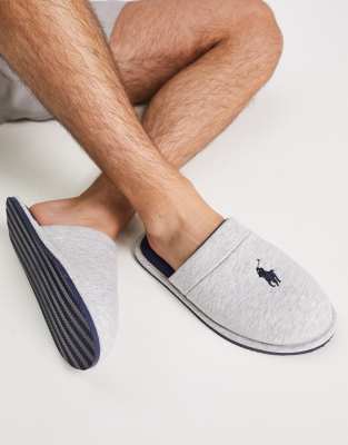 Polo Ralph Lauren klarence mule slippers in grey - ASOS Price Checker