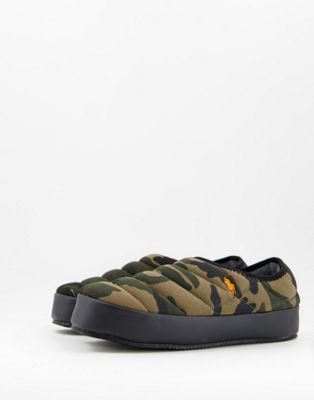 Ralph Lauren maxon quilted slippers with hard soles camo
