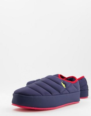 Ralph Lauren maxon quilted slippers with hard soles navy