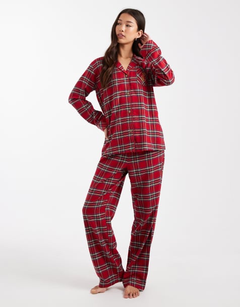Ralph Lauren Notch collar pajama set in red plaid - view 1