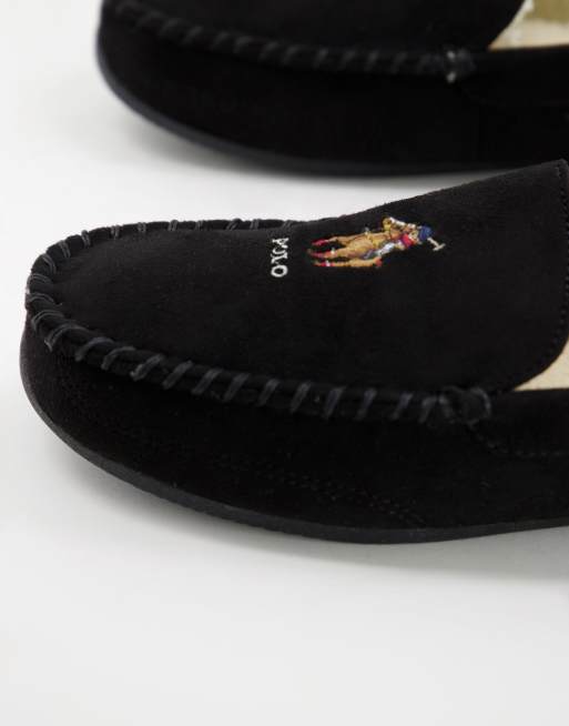 Ralph Lauren pony bear moccasin slippers in black exclusive to