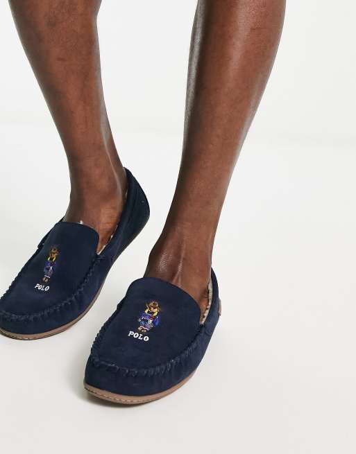 Ralph Lauren ski bear slippers in navy ASOS