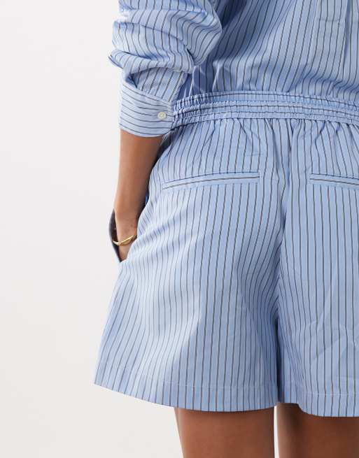 Ralph Lauren - Wimbledon Capsule - Short d'ensemble plissé à rayures avec écusson brodé - Bleu, 3 de 5