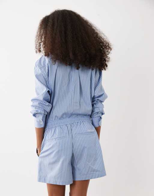 Ralph Lauren - Wimbledon Capsule - Short d'ensemble plissé à rayures avec écusson brodé - Bleu, 4 de 5