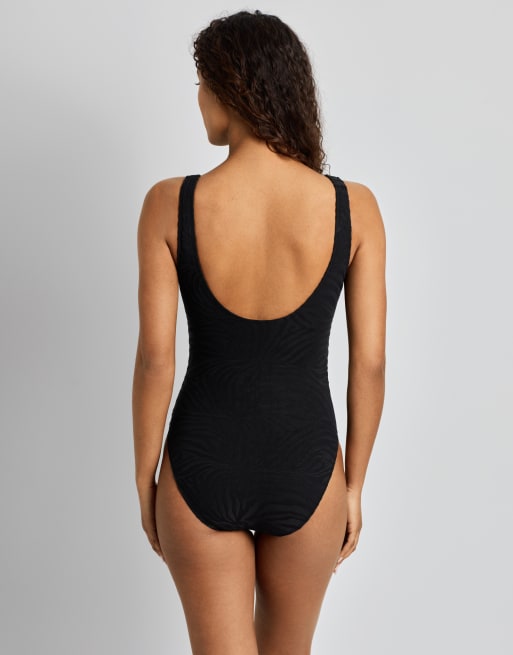 Ralph Lauren Zebra jacquard ring front swimsuit in black, 2 of 5