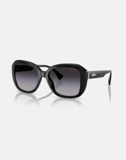 Ralph lunettes de soleil carrées avec verres gris en noir brillant, 3 de 4