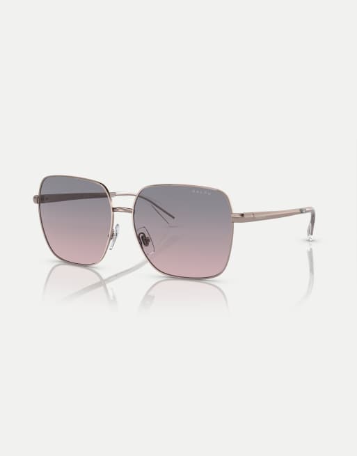 Ralph lunettes de soleil carrées avec verres marron en or rose brillant, 3 de 4