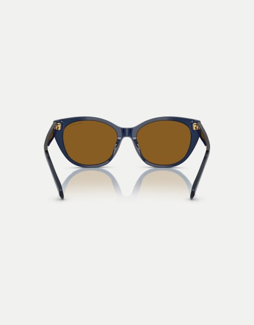 Ralph lunettes de soleil carrées polarisées à verres marron, bleu transparent brillant, 2 de 4
