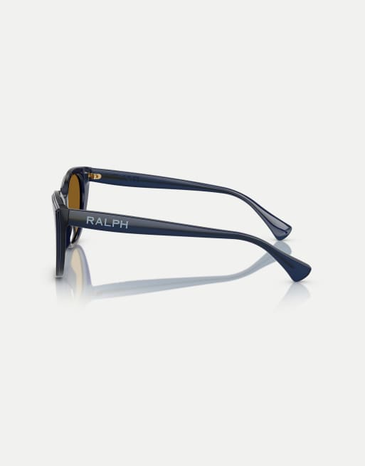 Ralph lunettes de soleil carrées polarisées à verres marron, bleu transparent brillant, 4 de 4