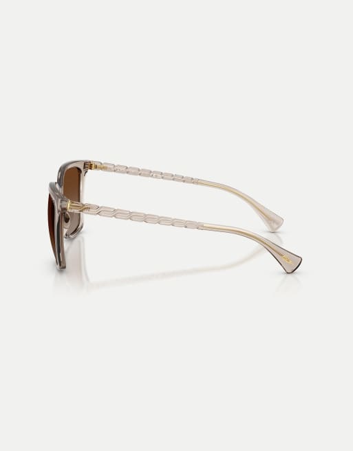 Ralph lunettes de soleil carrées polarisées à verres marron en cristal beige, 4 de 4