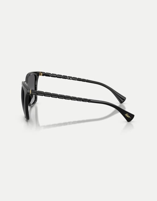 Ralph lunettes de soleil carrées polarisées avec verres gris en noir brillant, 4 de 4