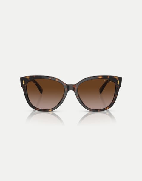 Ralph lunettes de soleil œil-de-chat avec verres marron en havane noir - view 1