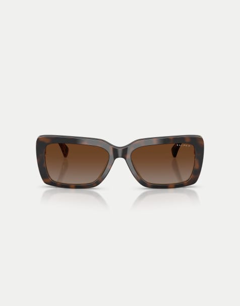 Ralph lunettes de soleil rectangle polarisées à verre marron en écaille - view 1