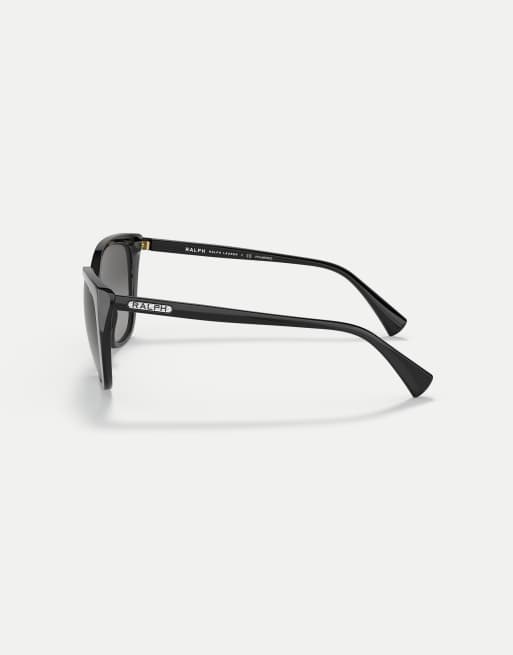 Ralph occhiali da sole a farfalla con lenti polarizzate grigie in nero lucido, 4 di 4