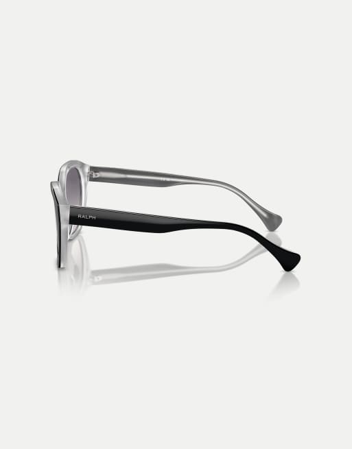 Ralph occhiali da sole cat-eye con lenti rosa in nero lucido su grigio opale, 4 di 4