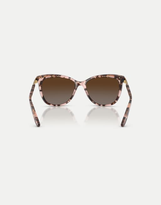 Ralph occhiali da sole cat-eye polarizzati con lenti marroni in tartarugato rosa lucido e oro, 2 di 4