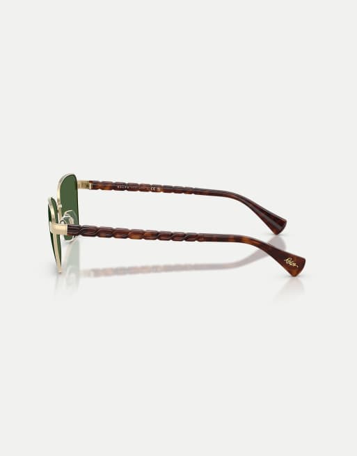 Ralph occhiali da sole irregolari con lenti verdi in oro pallido lucido, 4 di 4