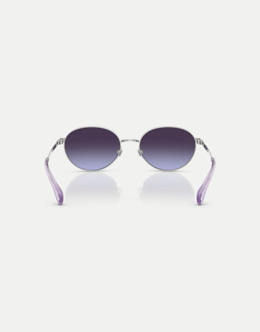 Ralph occhiali da sole ovali con lenti blu in argento lucido, 2 di 4