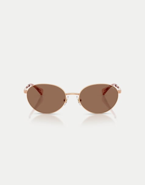 Ralph Oval sunglasses with brown lens in rose gold - view 1