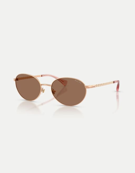 Ralph Oval sunglasses with brown lens in rose gold, 3 of 4