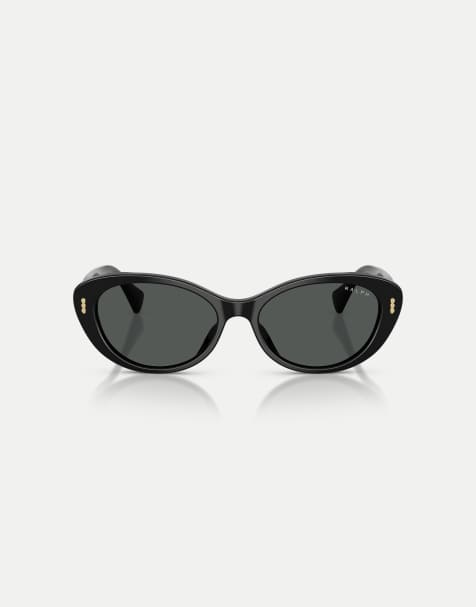 Ralph Oval sunglasses with grey lens in shiny black - view 1