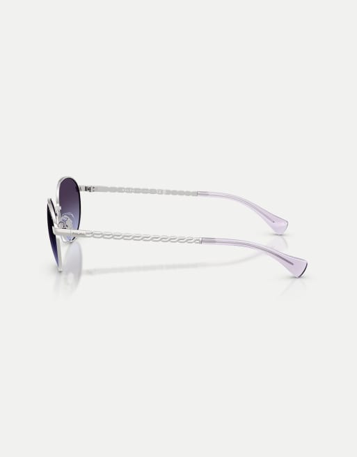 Ralph ovale Sonnenbrille mit blauem Glas in glänzendem Silber, 4 von 4