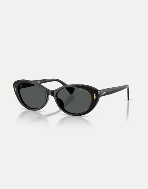 Ralph ovale Sonnenbrille mit grauen Gläsern in glänzendem Schwarz, 3 von 4