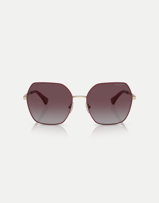 Ralph - RA4138 - Bordeaux rektangulære polariserede solbriller med violette glas