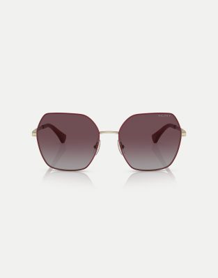 Ralph - Ra4138 - Quadratische polarisierte Sonnenbrille in Bordeaux mit violetten Gläsern-Rot