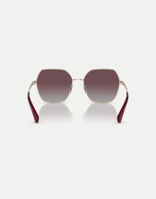 Ralph Ra4138 square polarised sunglasses with violet lens in bordeaux, 2 of 4