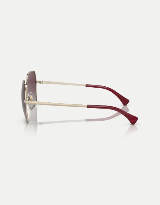 Ralph Ra4138 square polarised sunglasses with violet lens in bordeaux, 4 of 4