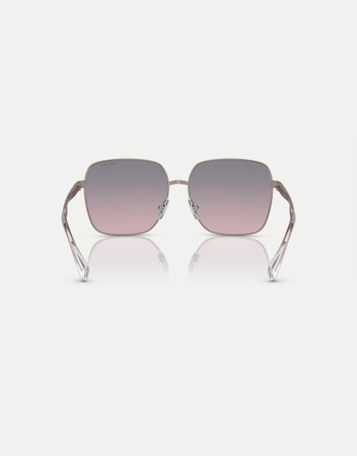 Ralph Ra4142 gafas de sol cuadradas con lentes marrones en oro rosa brillante, 2 de 4