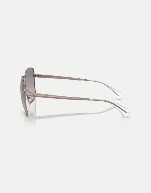 Ralph Ra4142 square sunglasses with brown lens in shiny rose gold, 4 of 4
