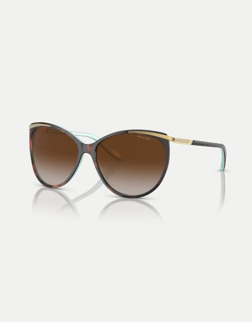Ralph Ra5150 lunettes de soleil œil de chat avec verres marron en havane sur aigue-marine, 3 de 4